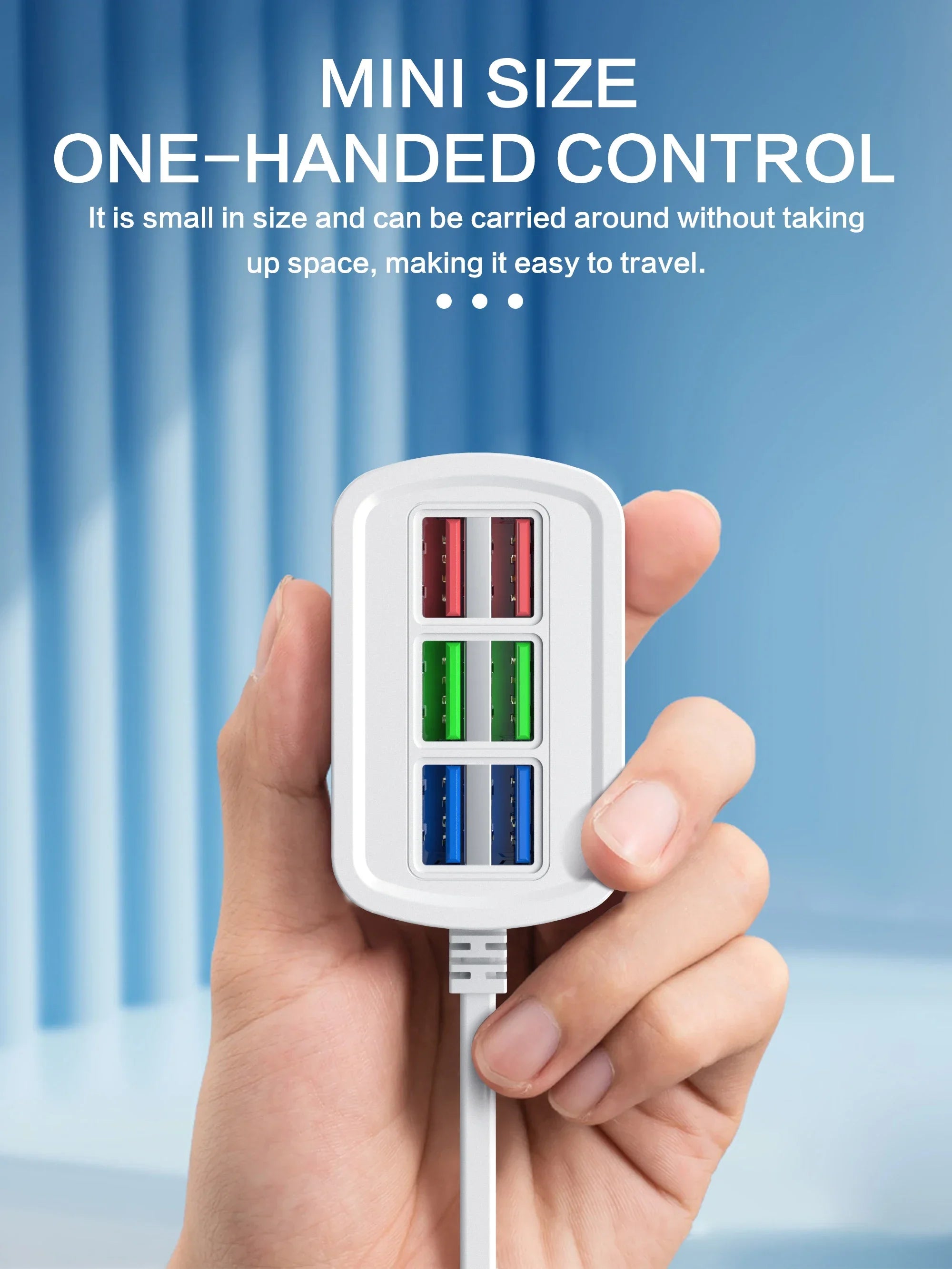 Fast USB Charger 6 in 1 Power Strip Desktop Charging Station Fast Charging 1m Cord USB HUB Adapter Socket for iPhone 16 Home fabbinventora.com