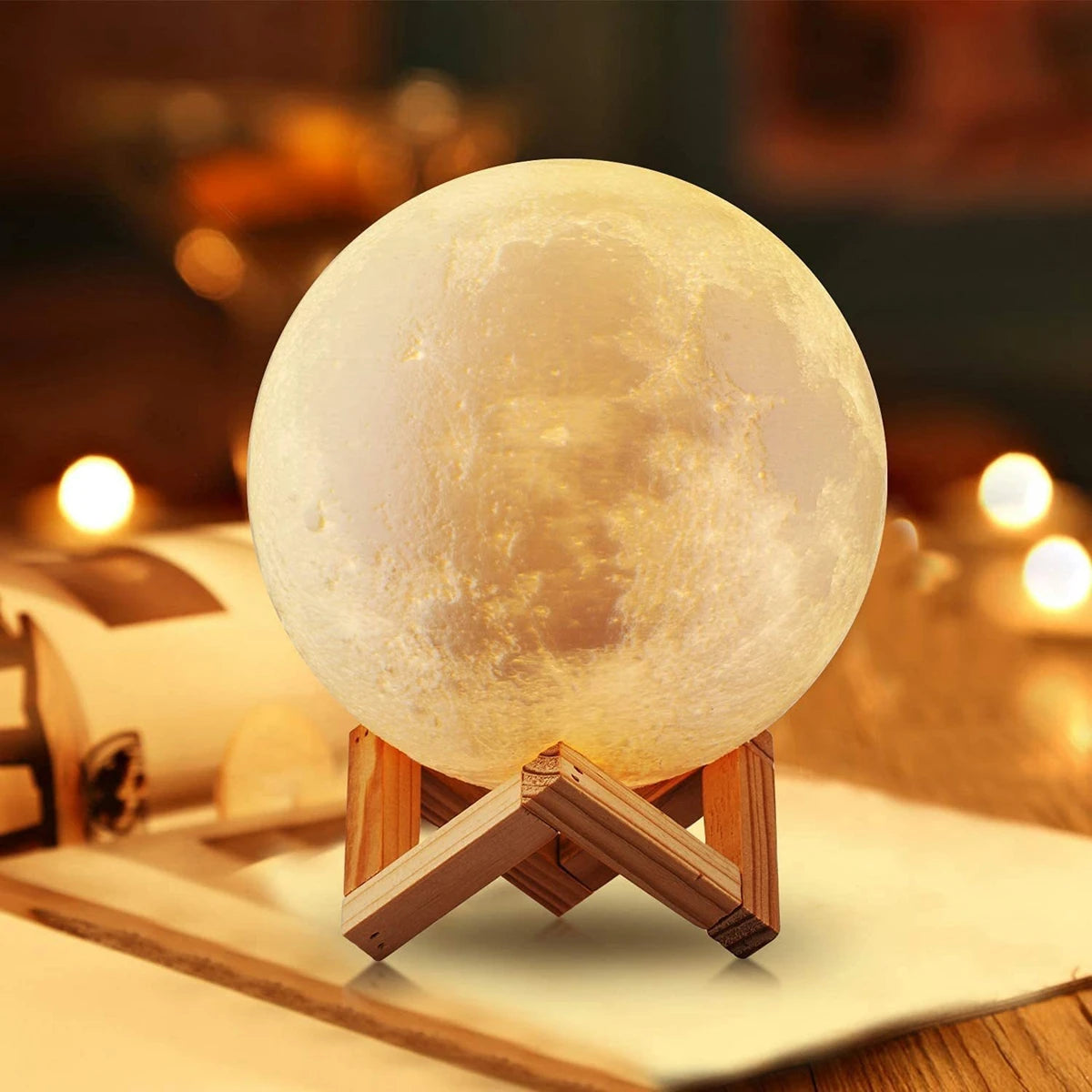 8cm Moon Lamp LED Night Light Battery Powered With Stand Starry Lamp Bedroom Decor Night Lights Kids Gift Moon Lamp fabbinventora.com