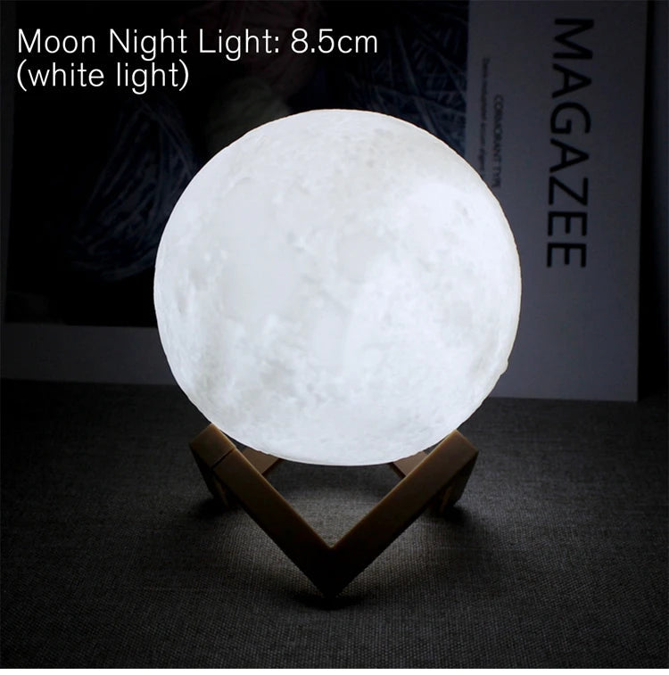 8cm Moon Lamp LED Night Light Battery Powered With Stand Starry Lamp Bedroom Decor Night Lights Kids Gift Moon Lamp fabbinventora.com