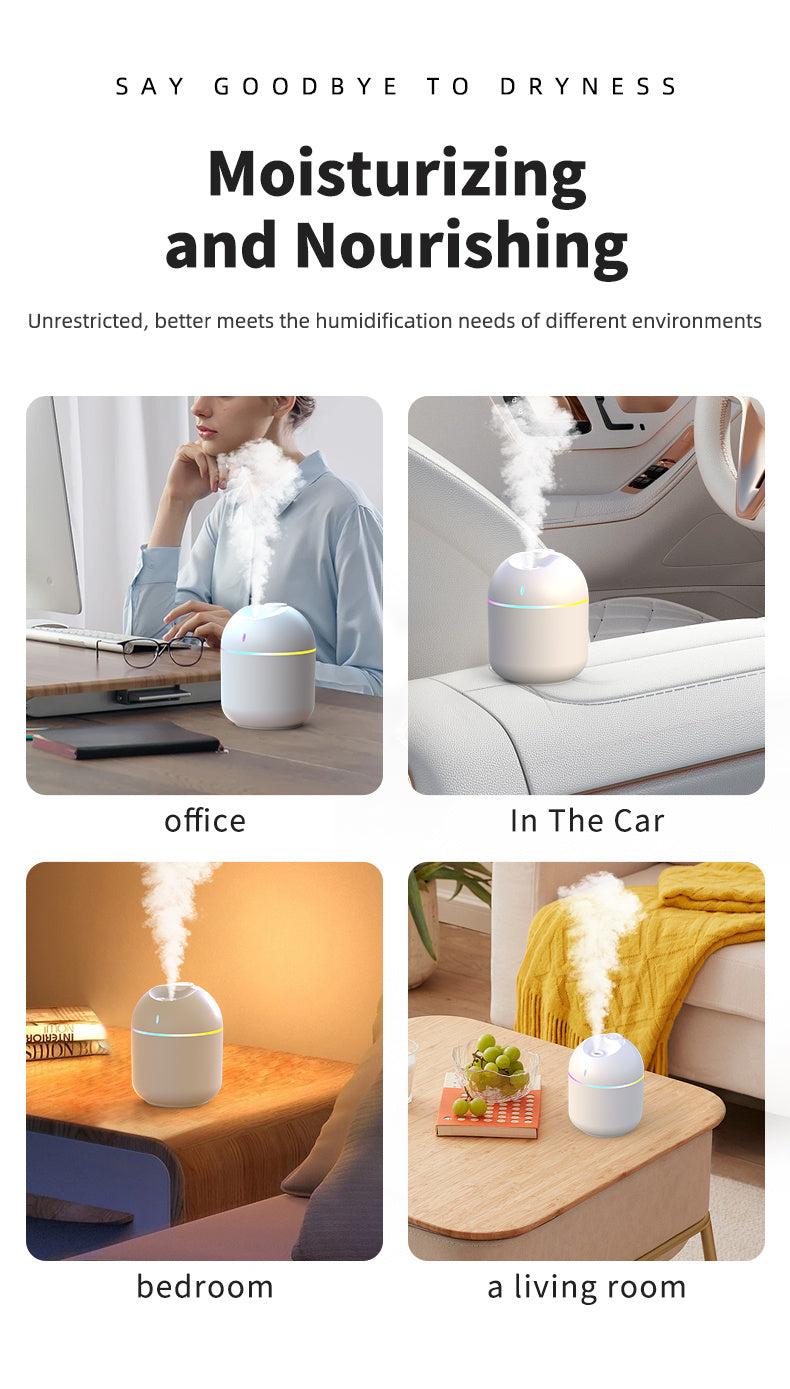 270ML Air Humidifier Cool Mist Aroma Diffuser LED Night Light  power-off protect USB Humidificador For Home Office fabbinventora.com