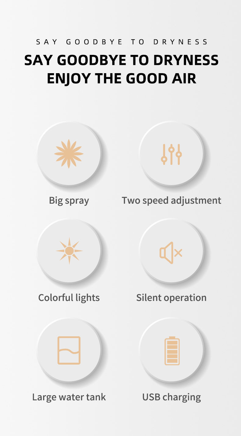 270ML Air Humidifier Cool Mist Aroma Diffuser LED Night Light  power-off protect USB Humidificador For Home Office fabbinventora.com